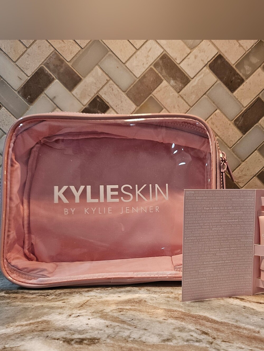 KYLIE SKIN Clear Pink Cosmetic Bag